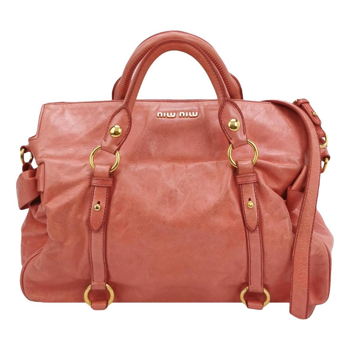 Bow bag leather handbag