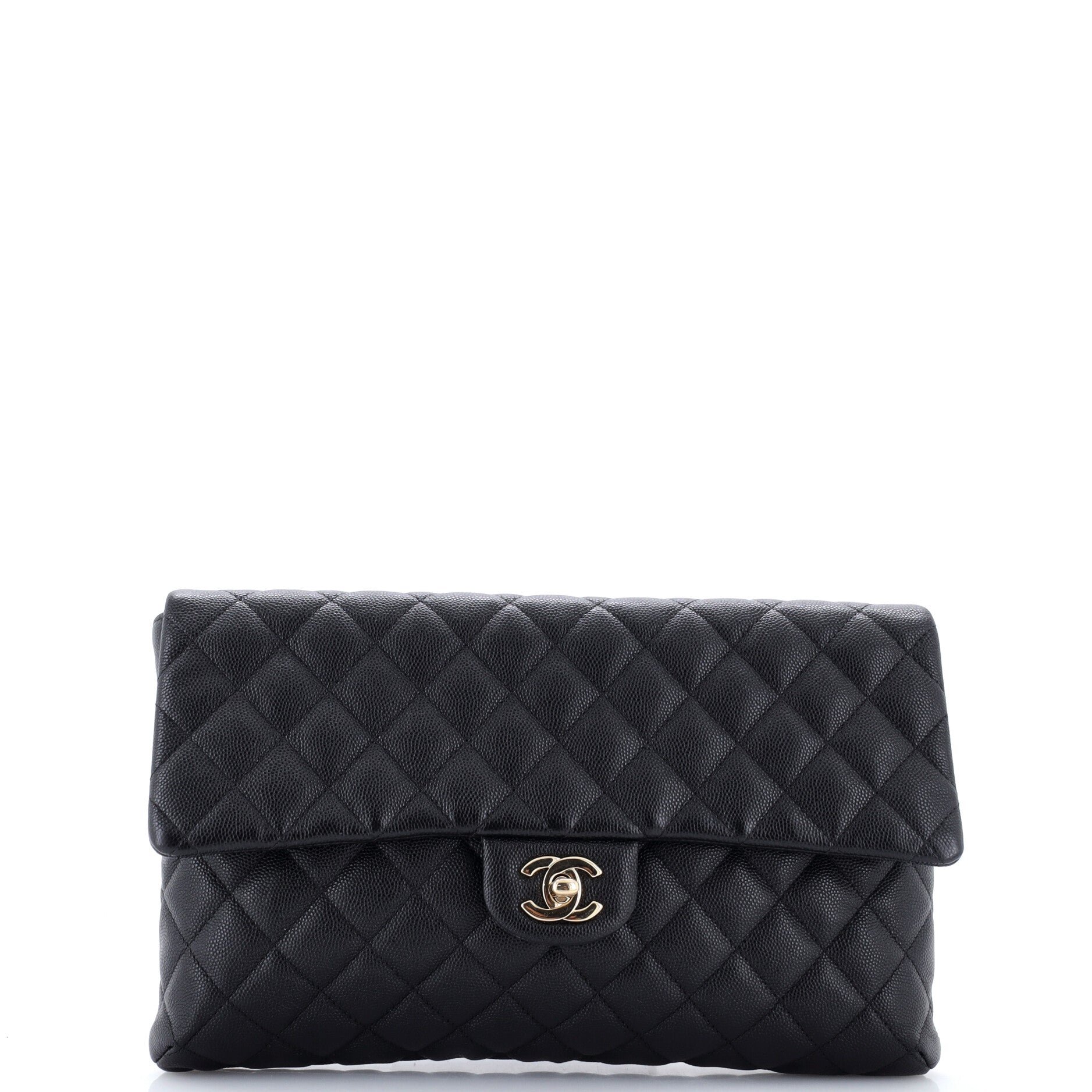 Classic Flap Clutch Quilted Caviar