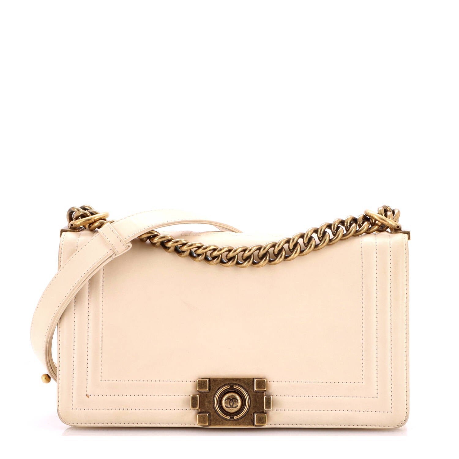 Reverso Boy Flap Bag Glazed Calfskin Old Medium