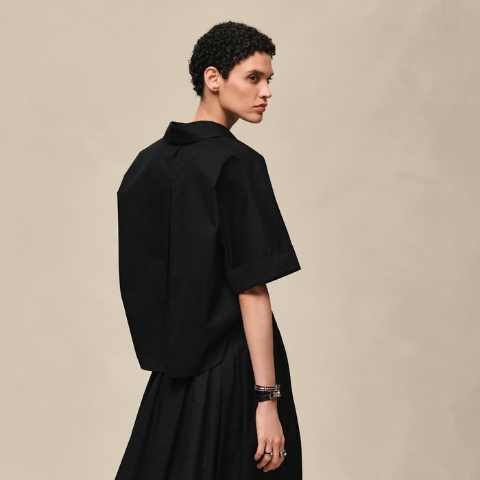 Noir Cropped Polo Blouse