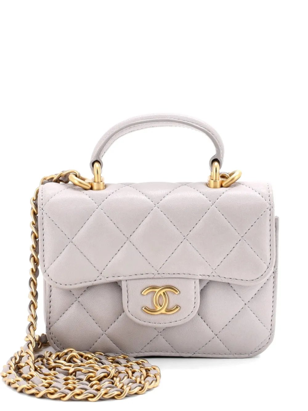 Top Handle Flap Coin Purse with Chain Quilted Lambskin crossbody bag