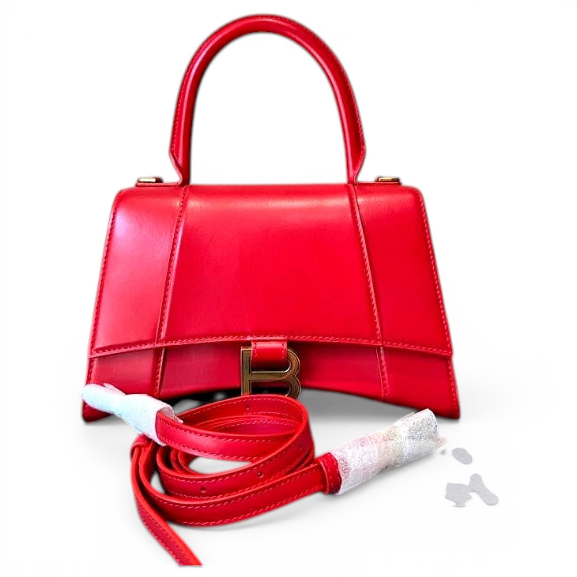 Hourglass leather handbag