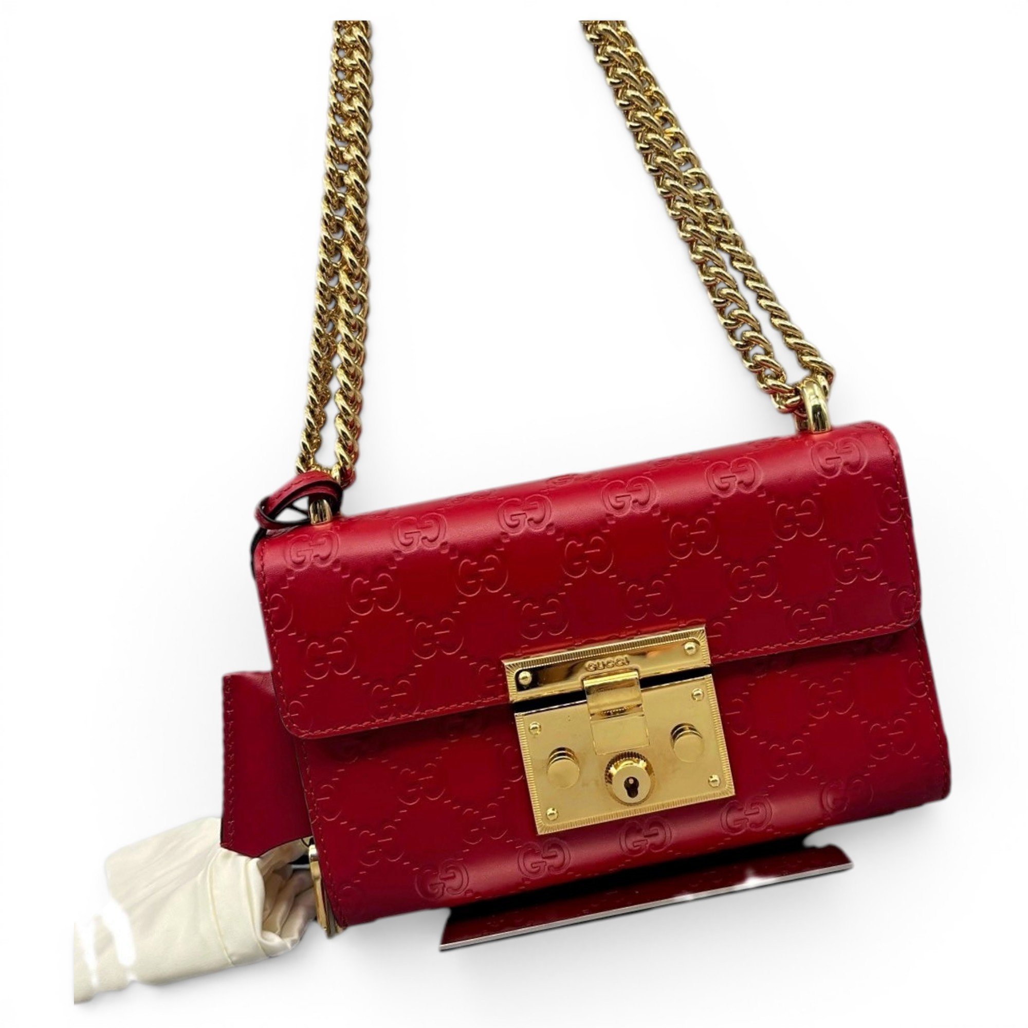 Padlock leather handbag