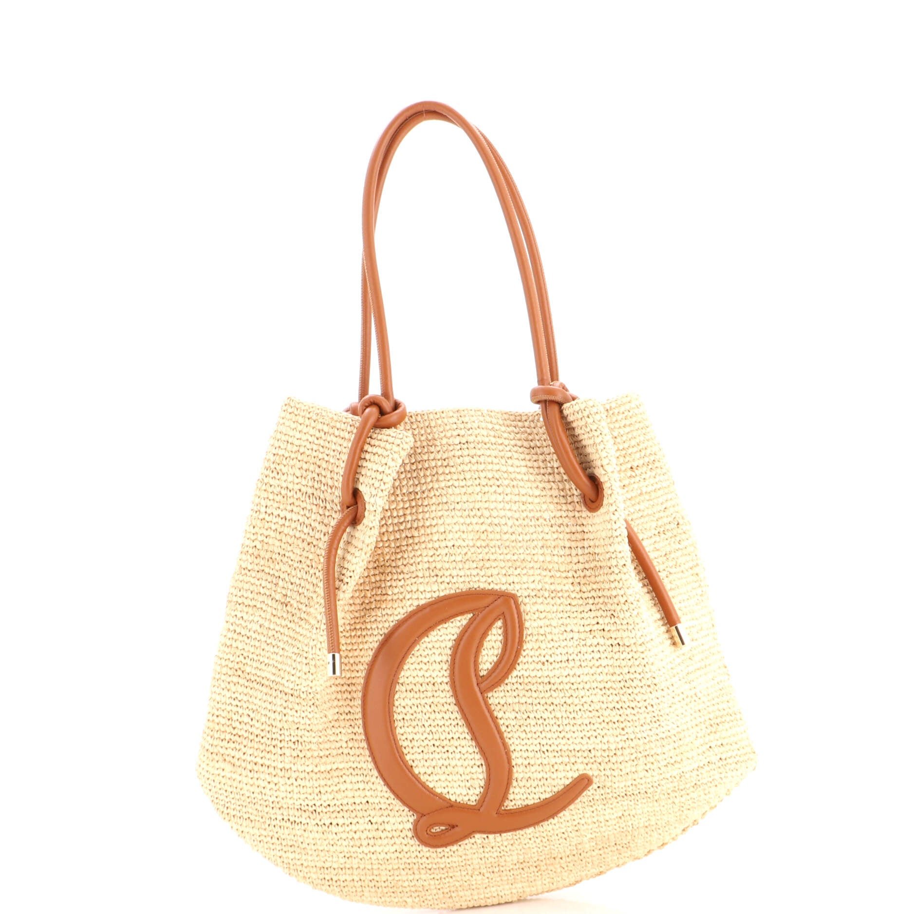 By My Side Open Tote Raffia with Leather