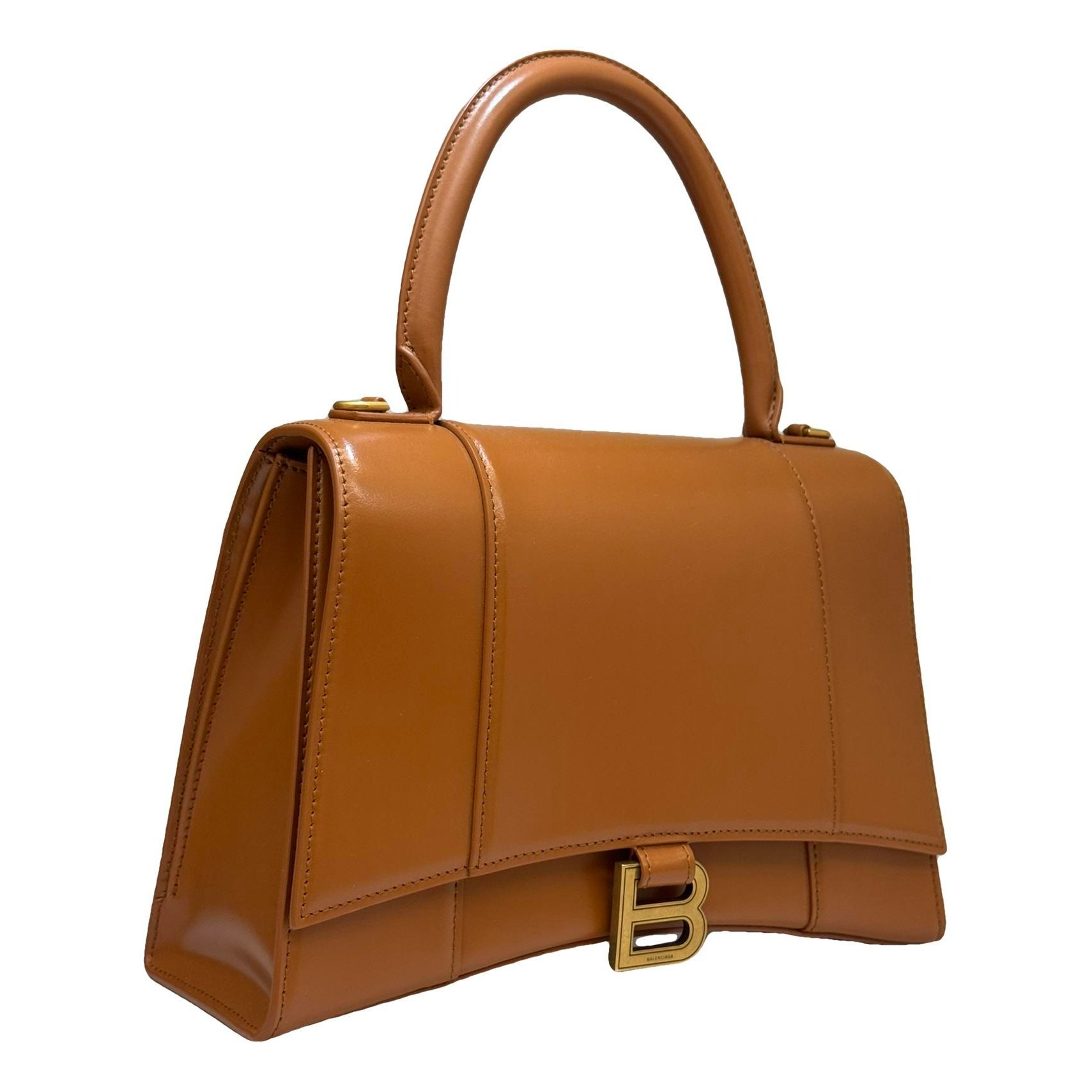 Hourglass leather handbag