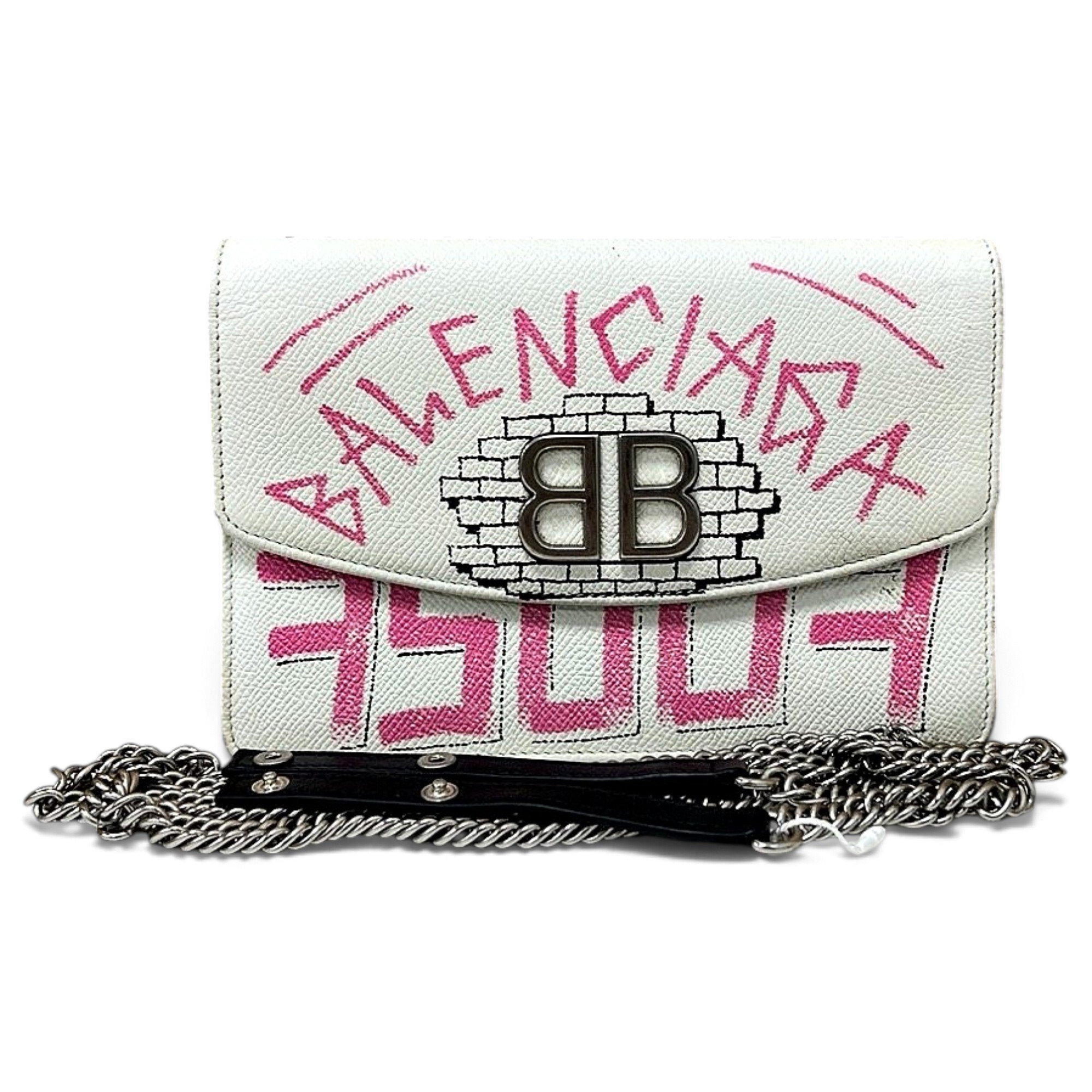 Balenciaga Wallet On Chain B leather handbag