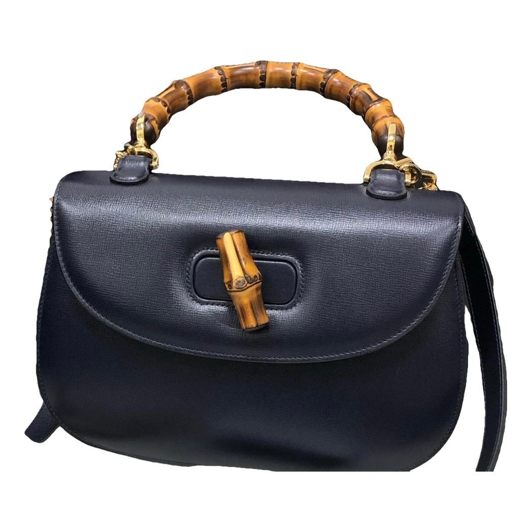 Convertible Bamboo Top Handle leather handbag