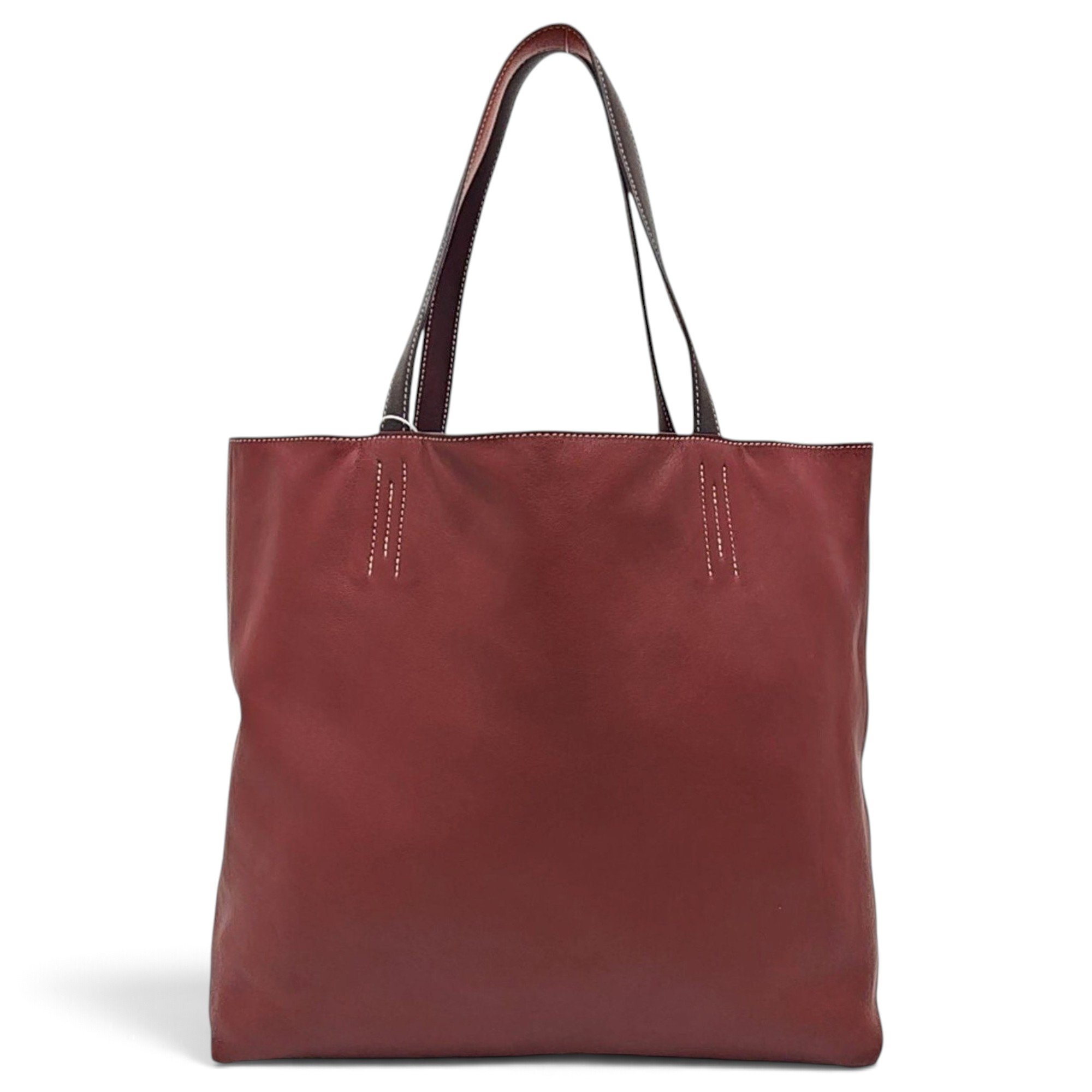 Double sens leather handbag