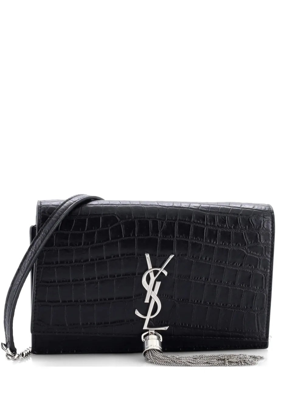 Classic Monogram Tassel Chain Wallet Crocodile Embossed Leather crossbody bag