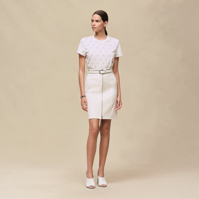 Blanc "Anneau Finesse" Straight T-shirt