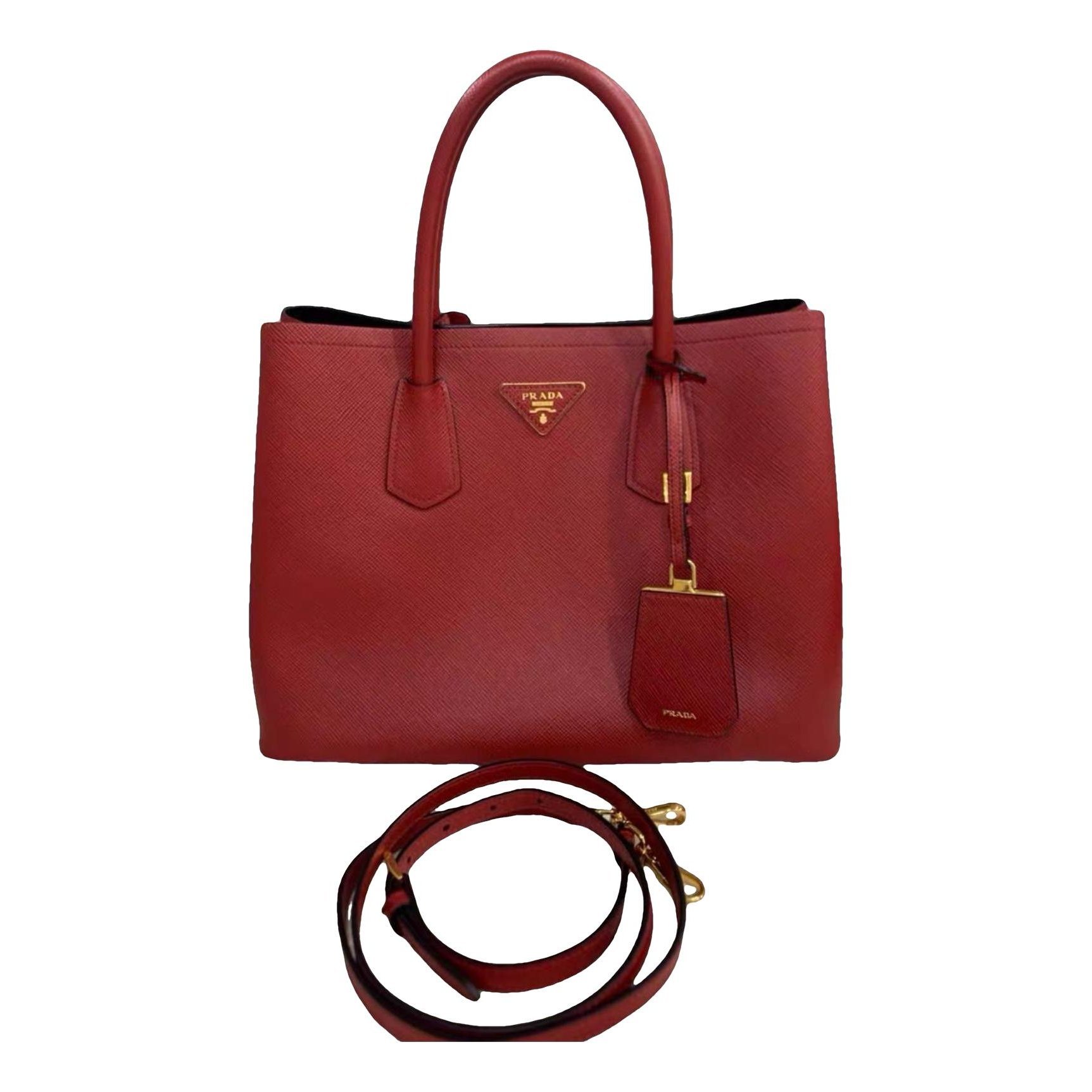 Double leather handbag