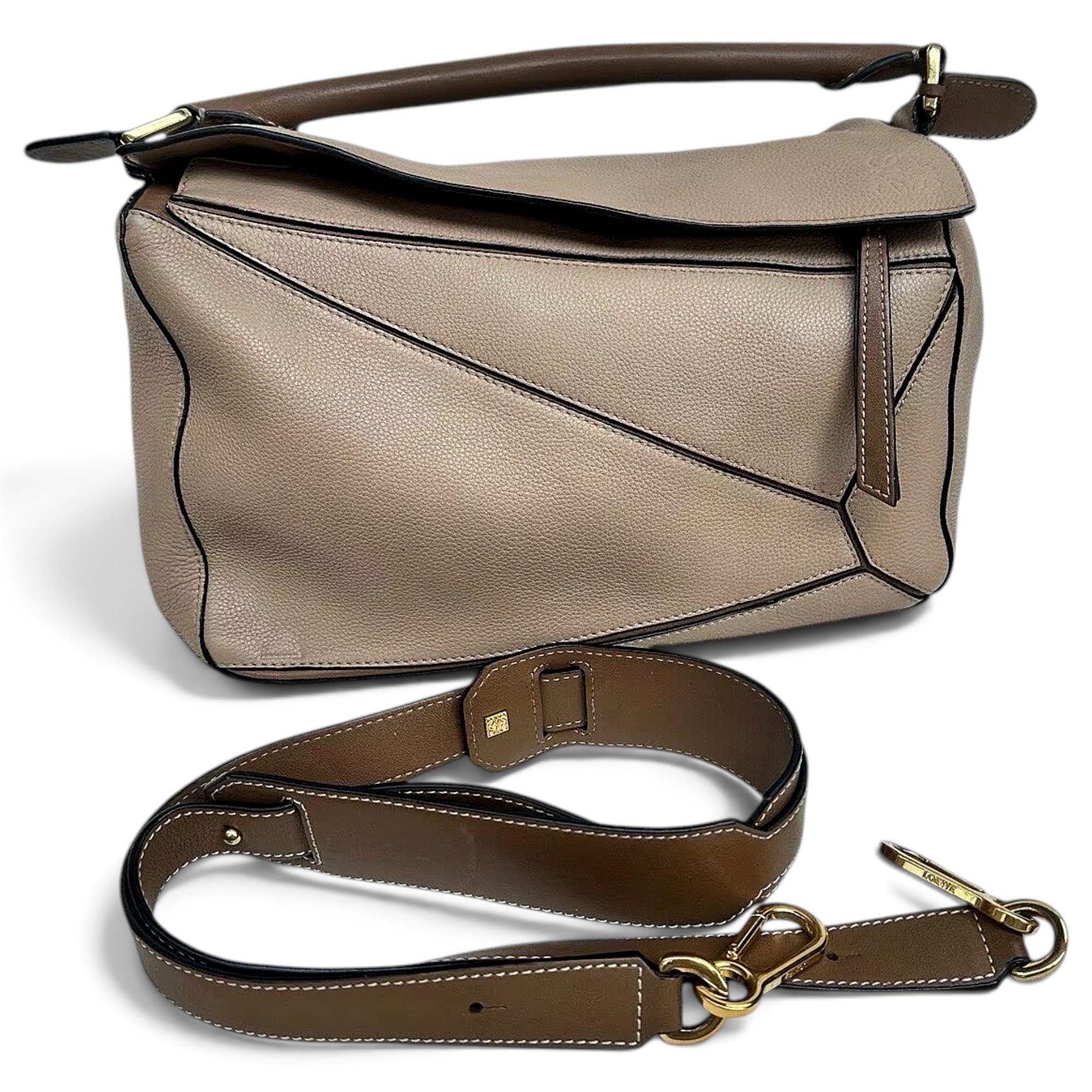 Puzzle leather handbag