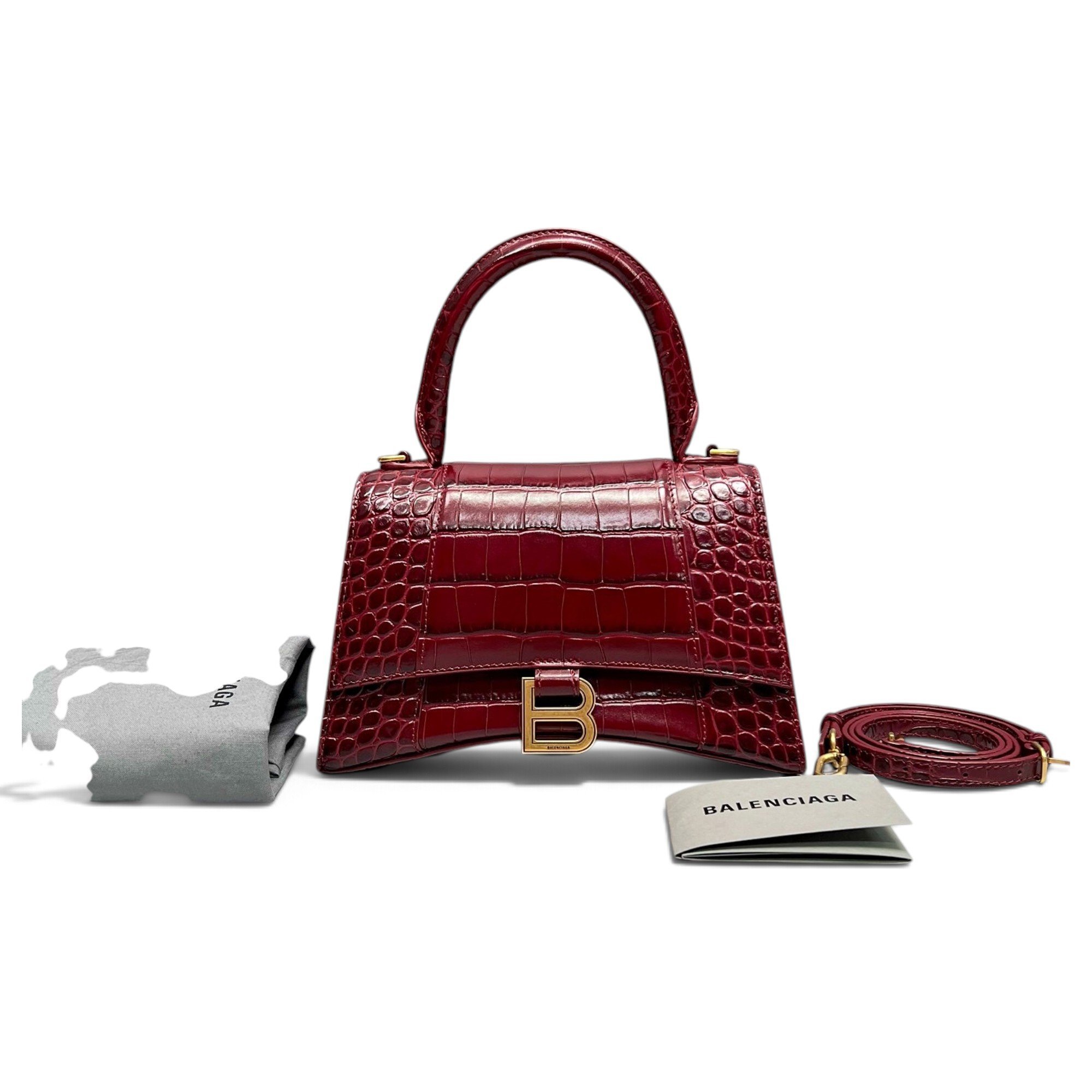 Hourglass leather handbag