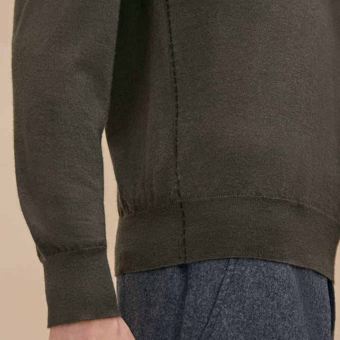 Kaki "Coutures Inversees" Crewneck Sweater