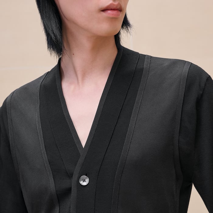 Noir "Decadre Laine & Soie" Buttoned Cardigan