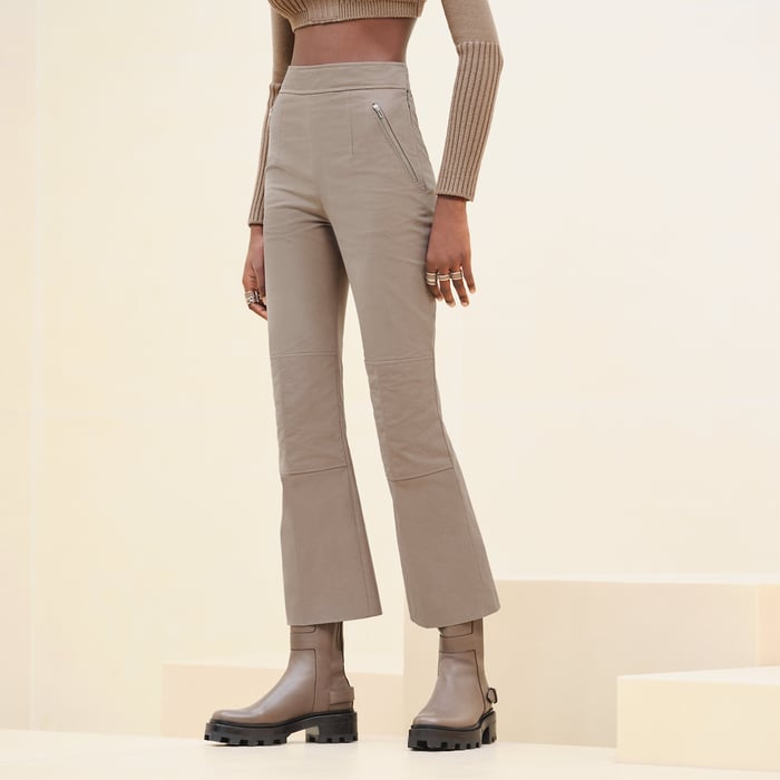 High-waisted Bootcut Quilted Biker Pants