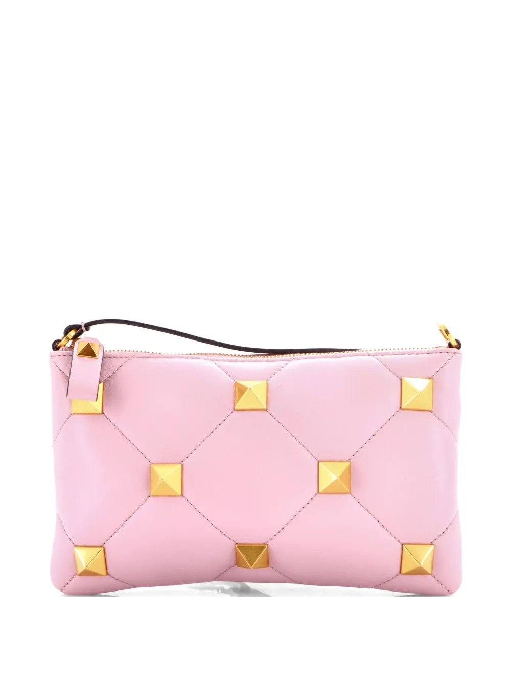 Roman Stud Zip Pochette Quilted Leather Mini clutch bag