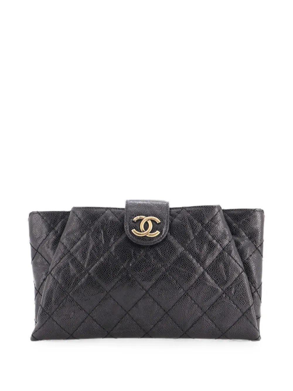 Coco Pleats Quilted Glazed Caviar clutch bag