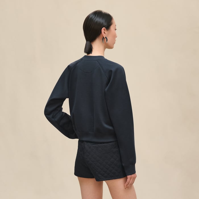 Bleu Marine "Della Cavalleria" Raglan Sleeve Embroidered Sweatshirt