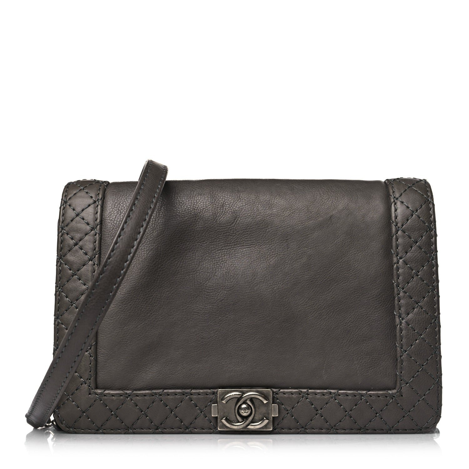 Chanel Calfskin Small Boy Reverso Flap Grey