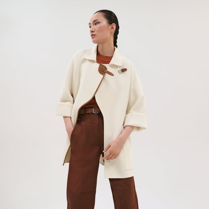 Blanc Naturel Jacket With Leather Detail