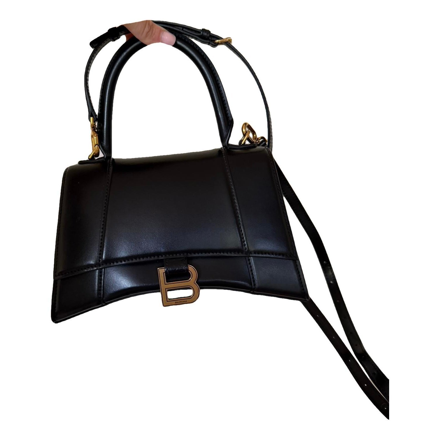 Hourglass leather handbag