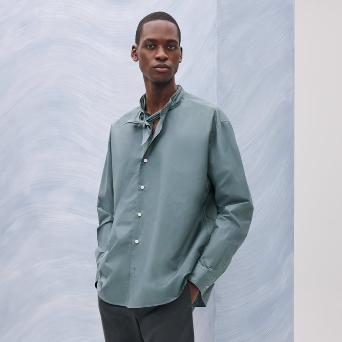 Eucalyptus Boxy Fit Shirt With Marius Collar