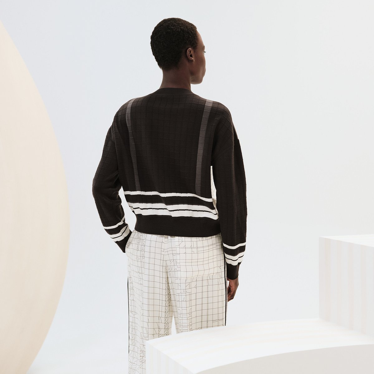 Marron Fusain "Coaching Deja Vu" Long-sleeve Twillaine Sweater