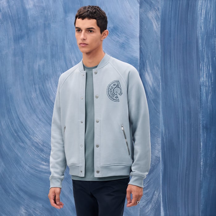 Bleu Glacier Varsity Jacket With Clou De Selle Detail