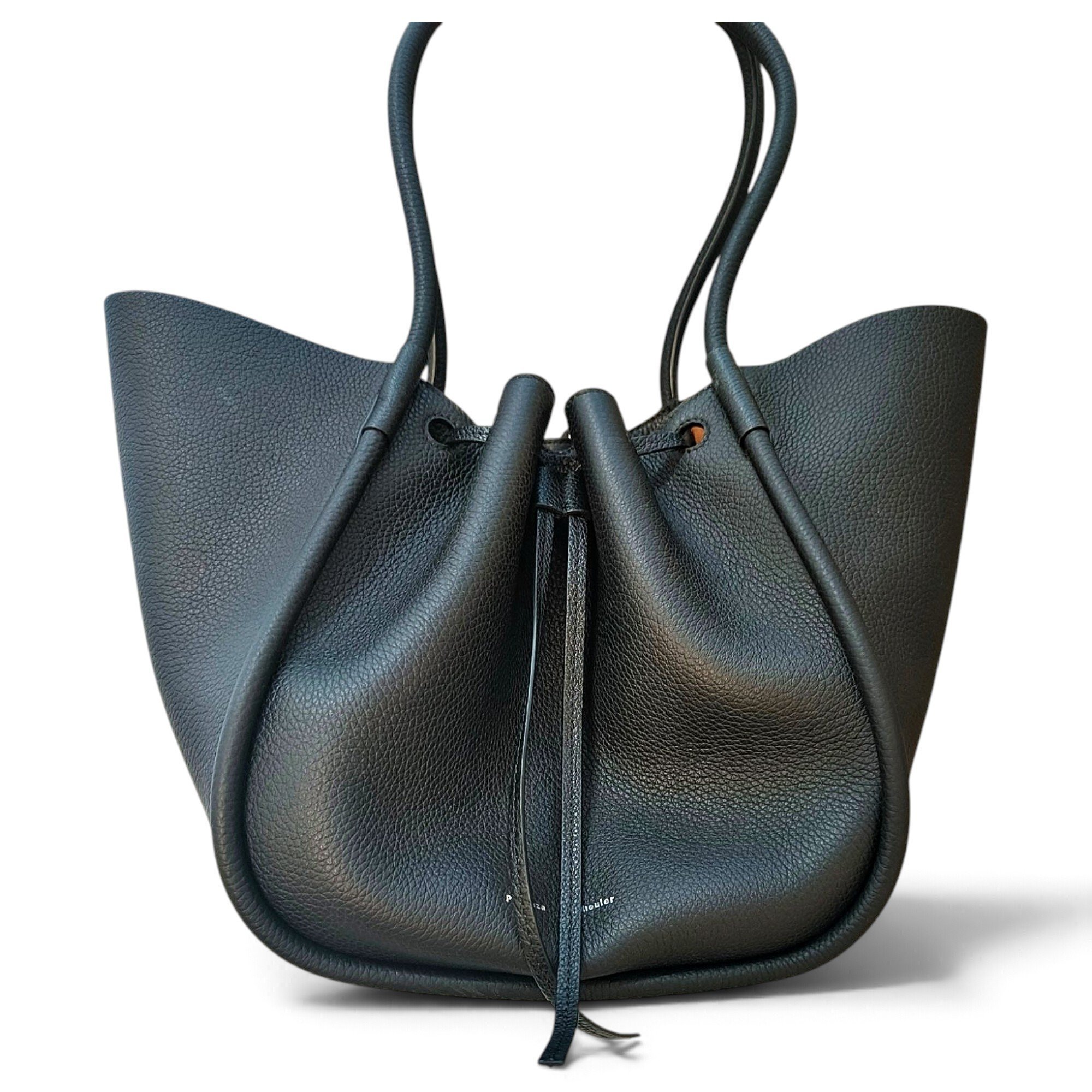 Ruched leather handbag