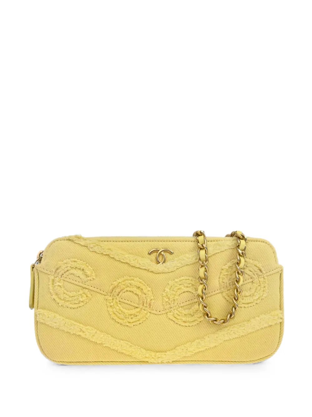 2019 Denim Coco Fringe double-zip clutch