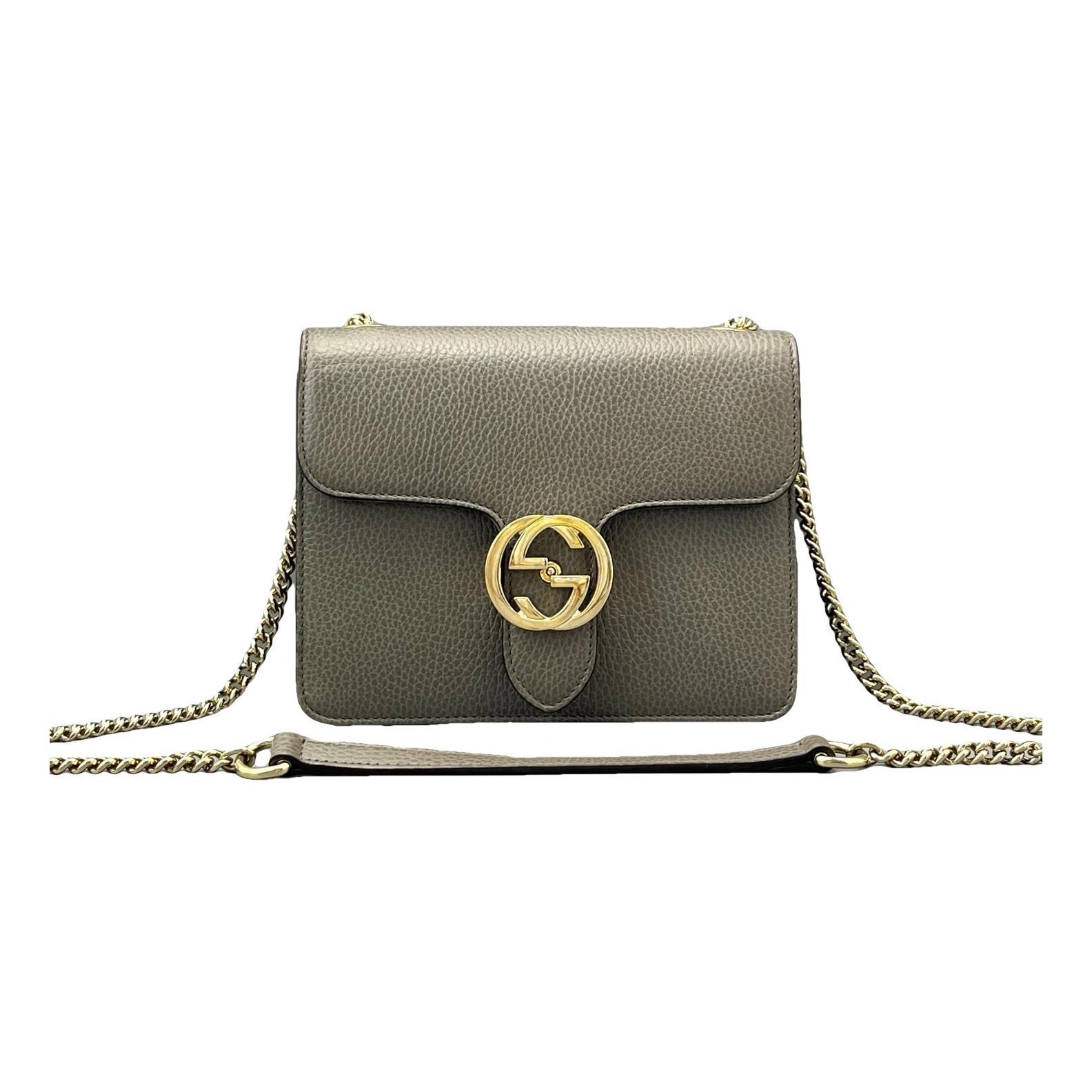 Interlocking leather crossbody bag