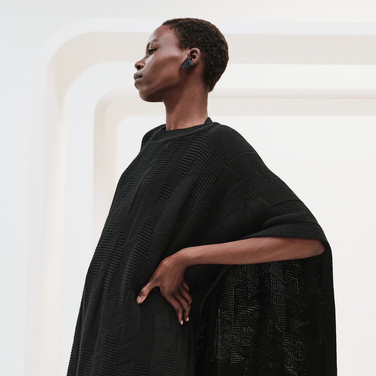 Noir "H" Rectangular Cape Poncho