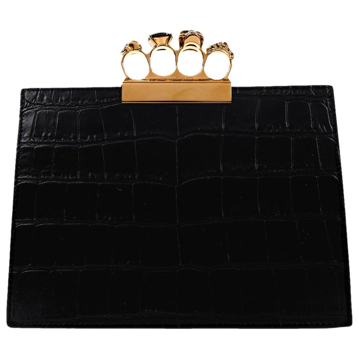 Knuckle leather clutch bag
