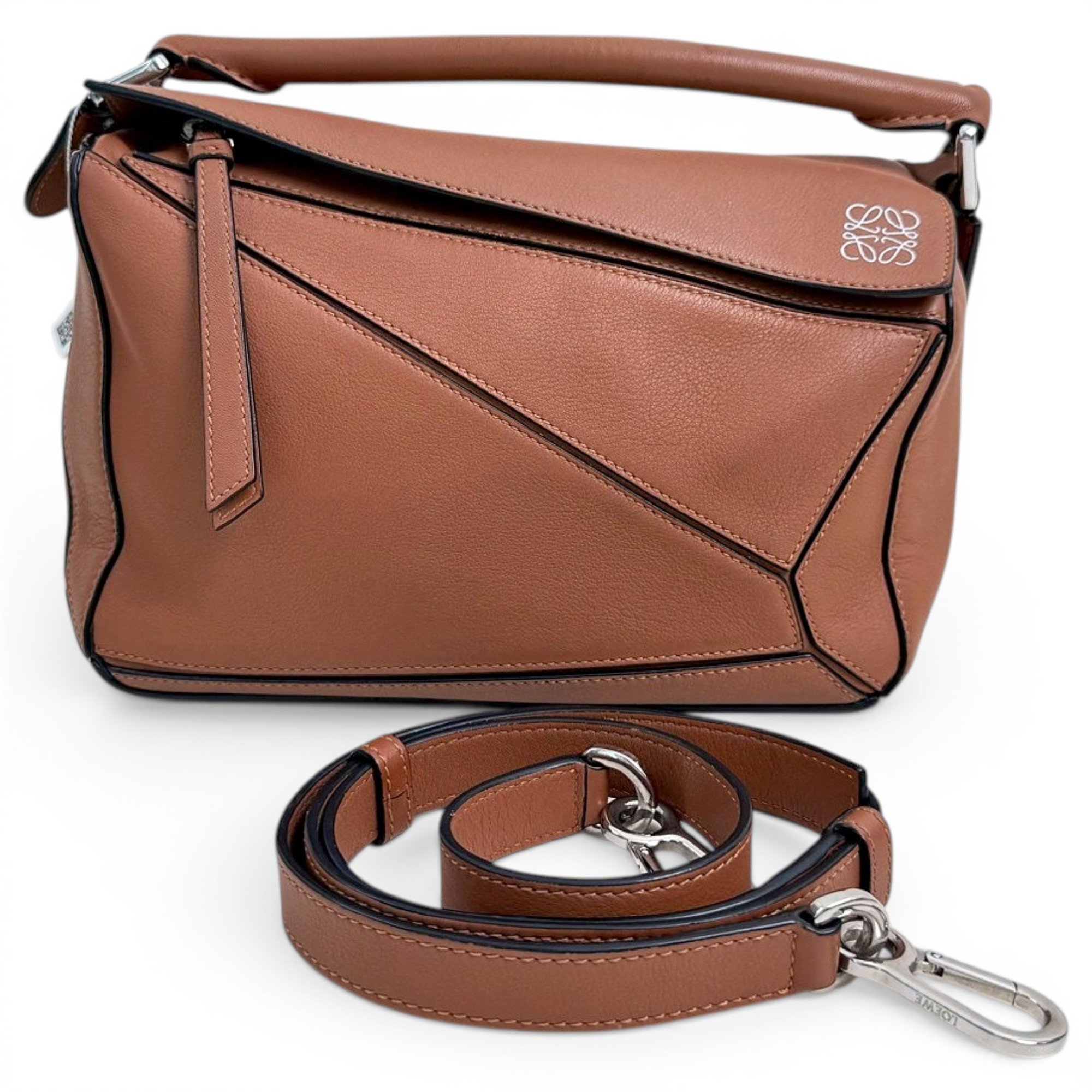 Puzzle leather handbag
