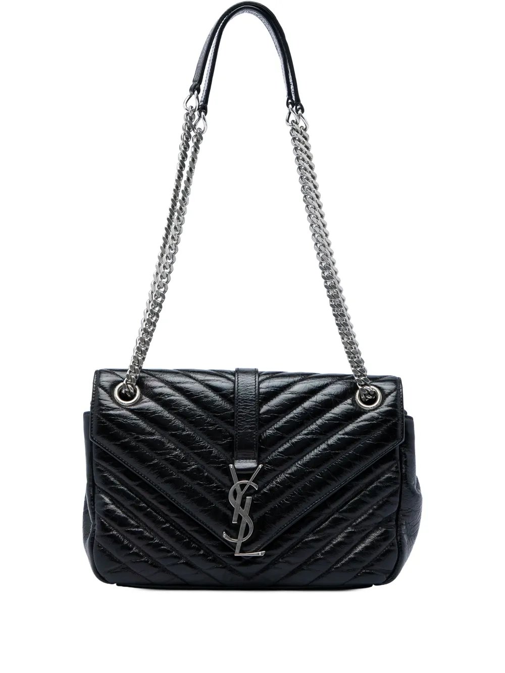 2015 Medium Chevron Metallic Crinkled Calfskin Punk Chain Bag shoulder bag