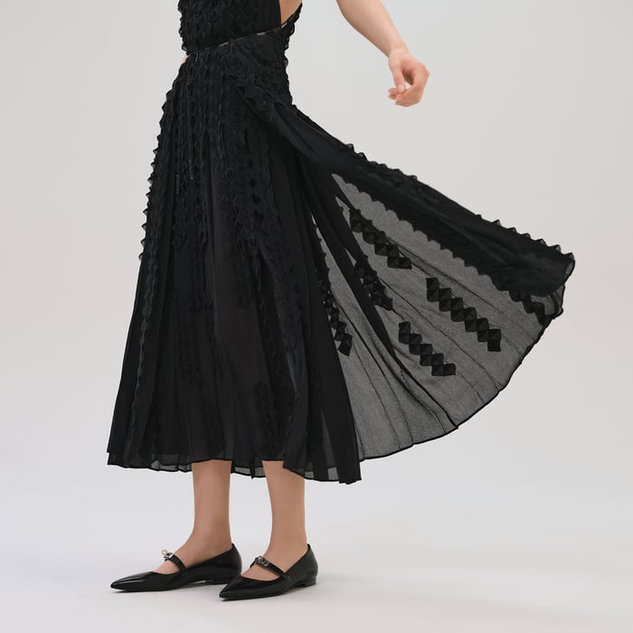 Bleu Noir Embroidered Long Dress