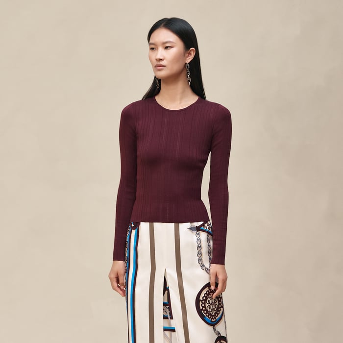 Rouge Bordeaux "l'Enseigne Du Sellier" Long-sleeve Sweater