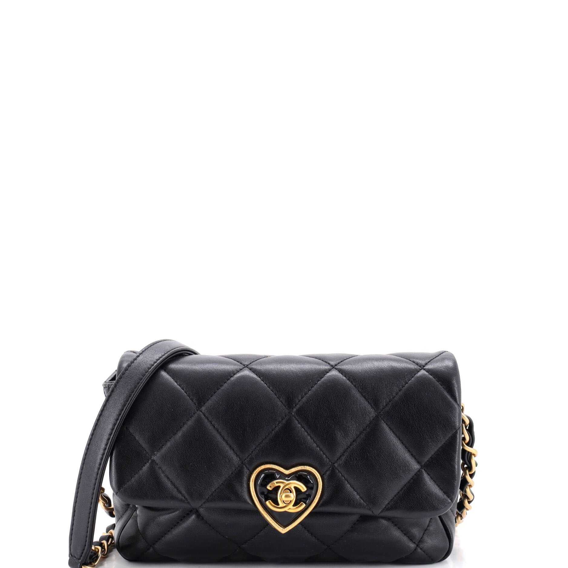 Coco Love CC Heart Flap Bag Quilted Lambskin Small