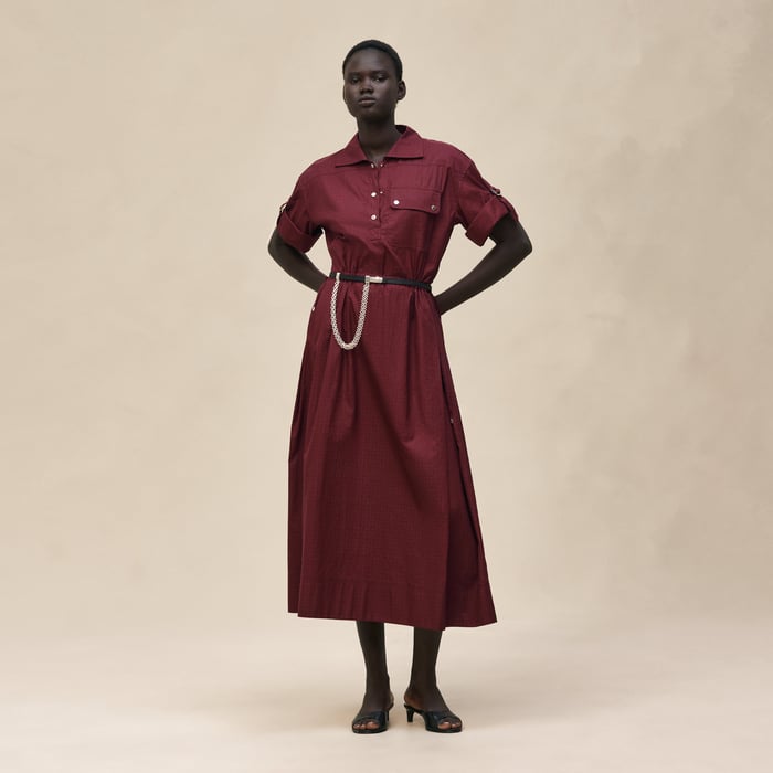 Rouge Bordeaux "Mosaique" Short-sleeve Dress