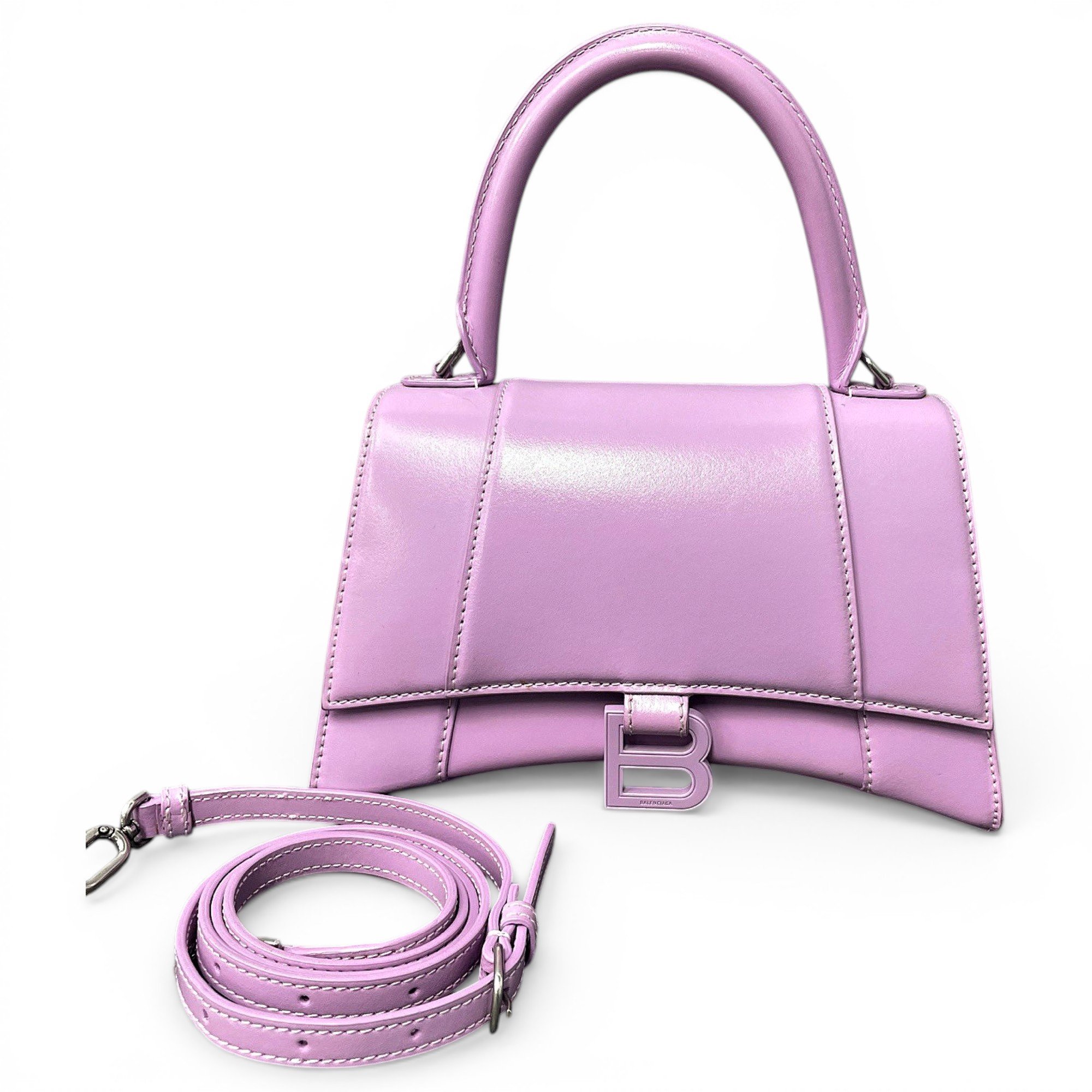 Hourglass leather handbag