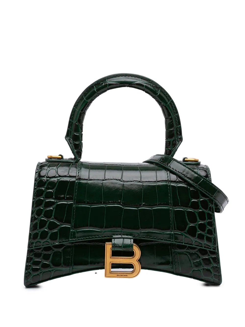Balenciaga 2017 Croc Embossed Leather Hourglass Top Handle Bag XS satchel