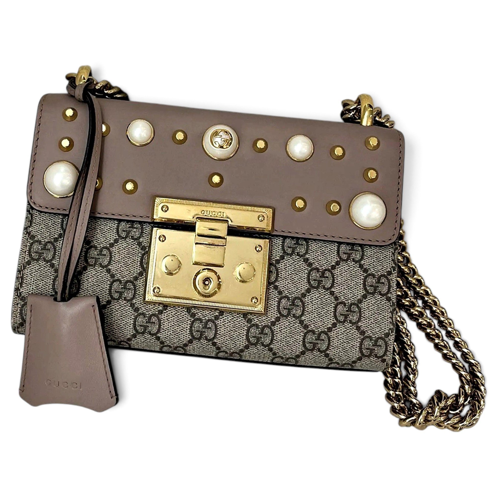 Padlock leather handbag