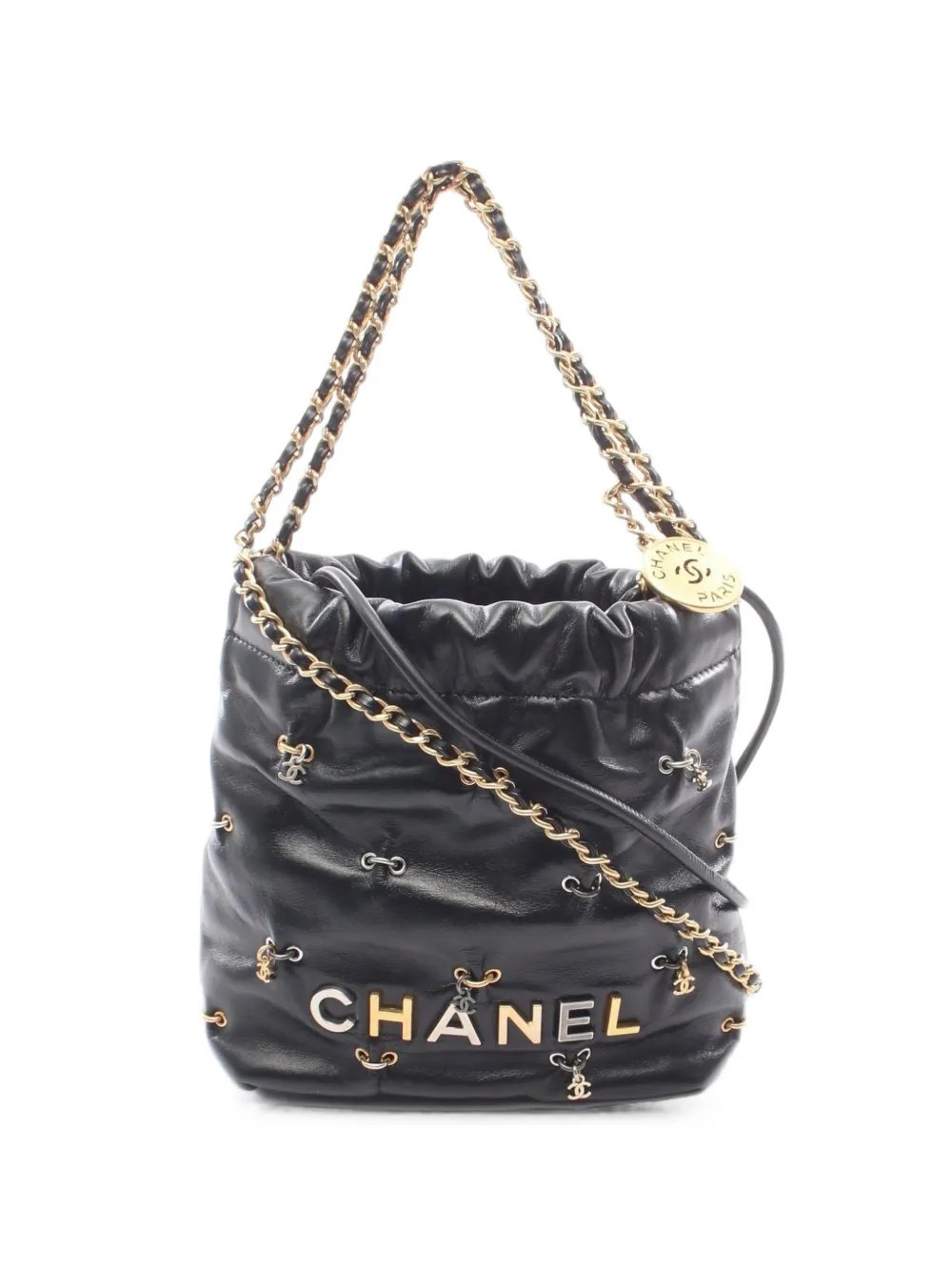 mini Chanel 22 chain calf leather shoulder bag