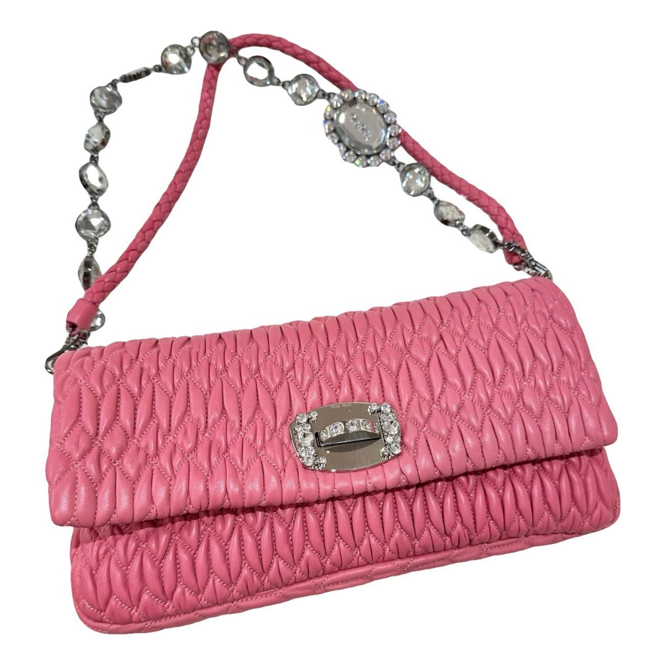 Miu Crystal leather handbag