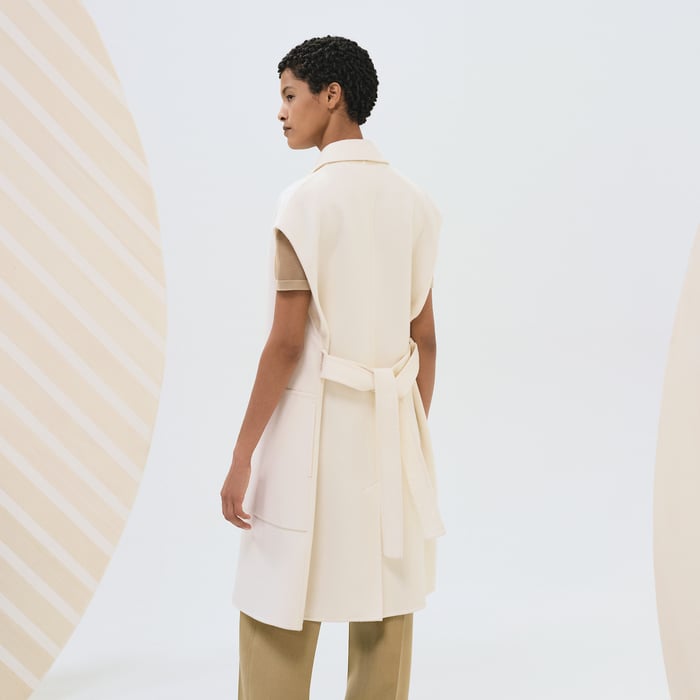 Blanc Naturel Belted Cashmere Long Vest