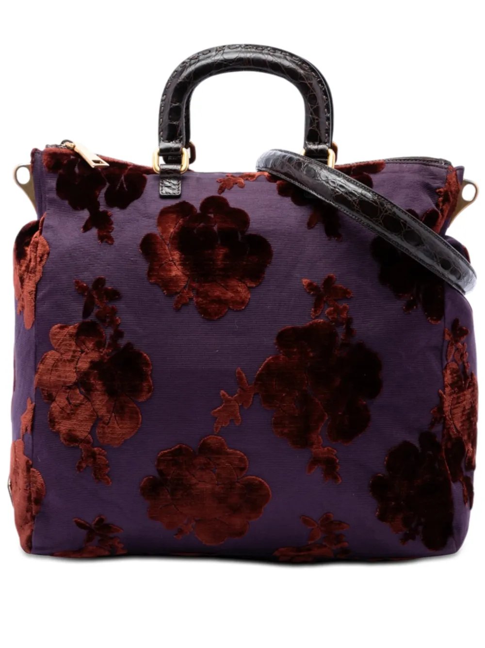 2000-2026 Floral Velluto Jacquard Convertible Tote satchel