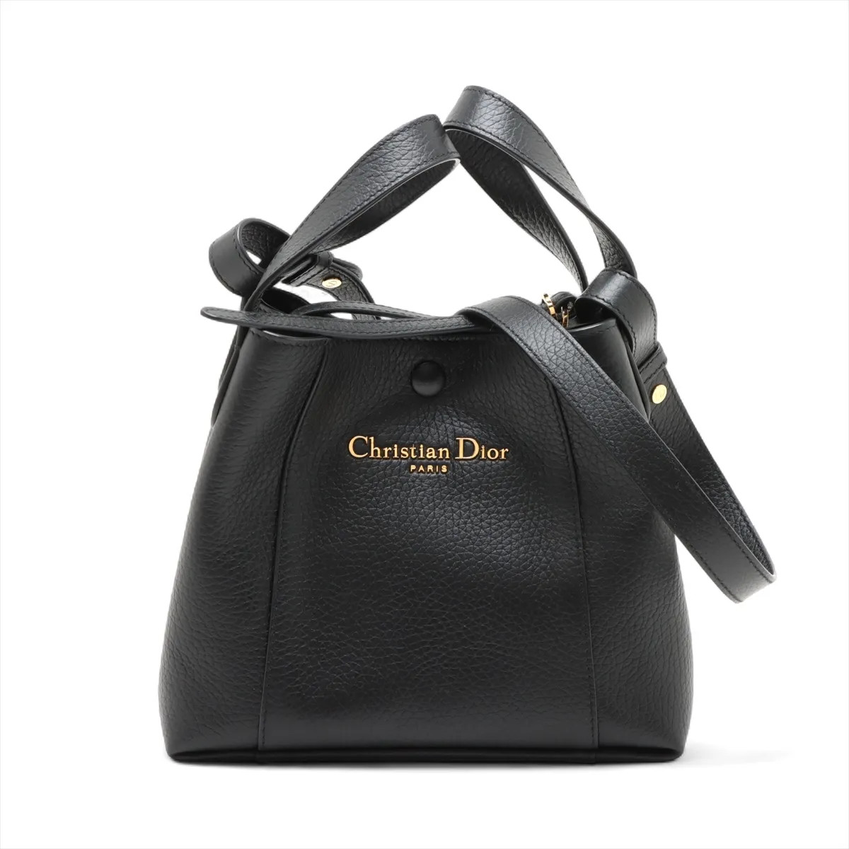 Christian Dior Signature Leather 2 Way Handbag Black