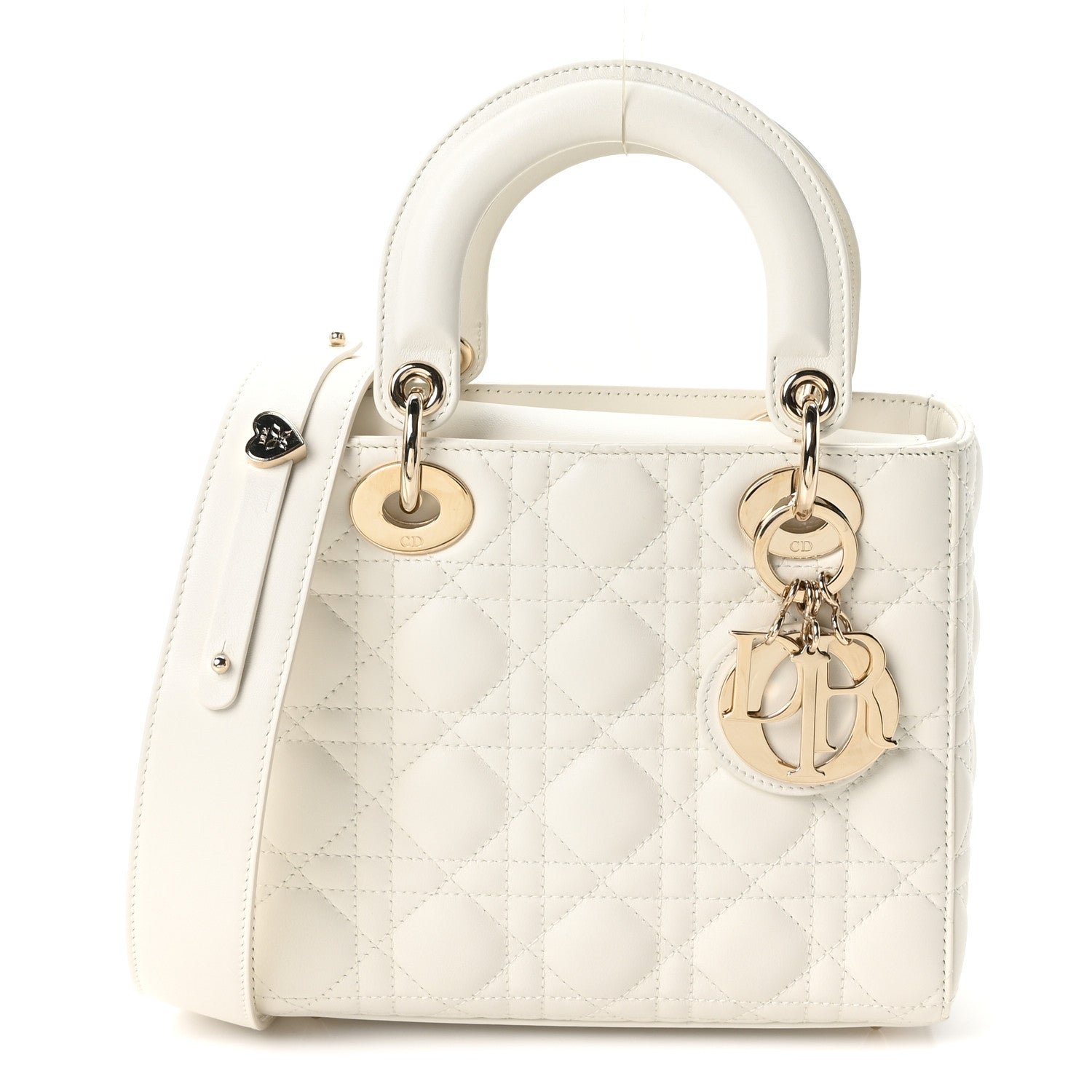 Christian Dior Lambskin Cannage Small My ABCDior Lady Dior White