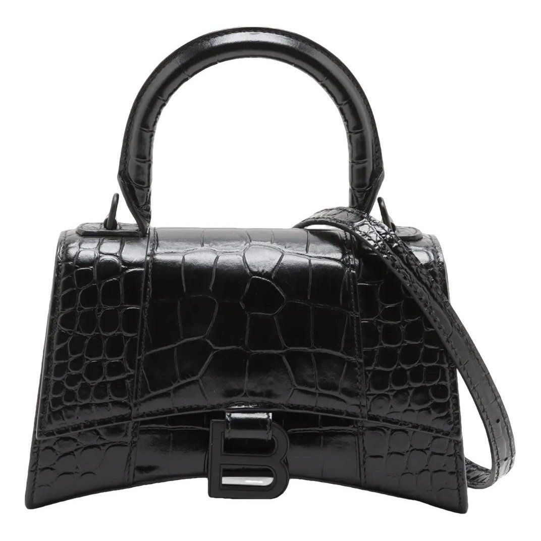 Hourglass leather handbag